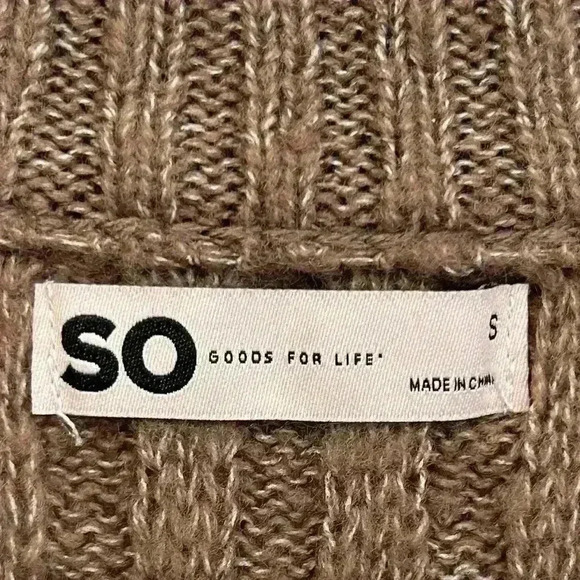 SO Juniors Women Sweater Sz S Light Brown Mock Neck Pull On Chunky Sweater - Picture 8 of 11